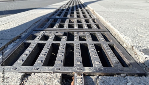 Drain side of road with stop sign in the middle drain.