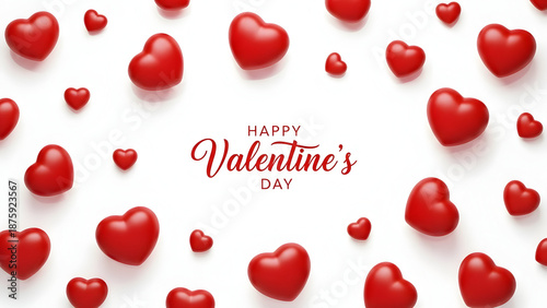 Happy valentine's day hearts isolated on white background