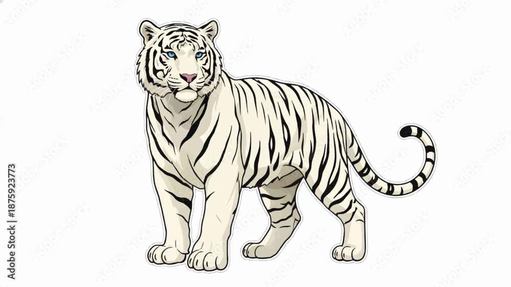 Obraz premium White Bengal Tiger Wildlife Vector Illustration