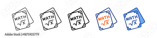 Math Book Different Set Vector Icon