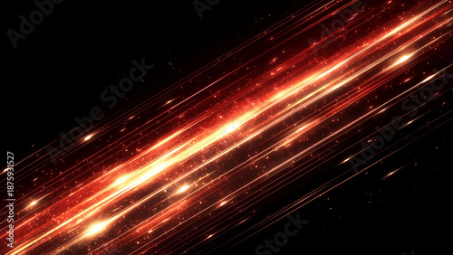 勢いよく流れる赤いエネルギーの光跡とスピード感のある背景