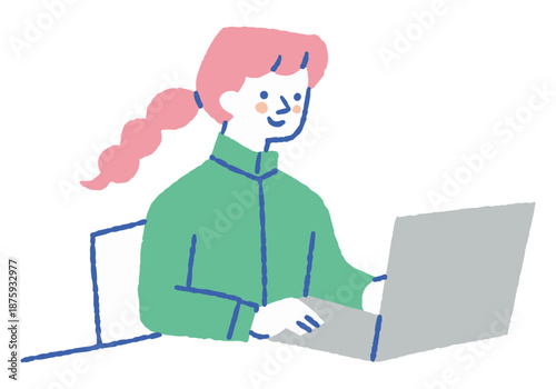 Woman in work clothes doing computer work_color