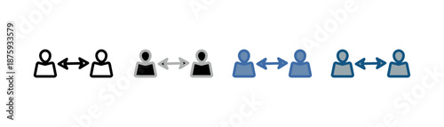 
social distancing icon set multiple style collection with design of two people keeping their distance