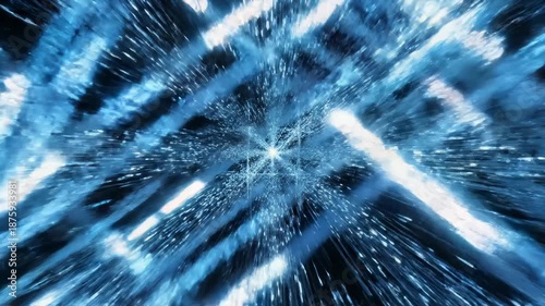 Abstract Blue Light Streaks Forming Tunnel Structure