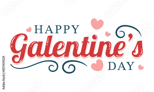 Galentine's day greeting with hearts and swirls