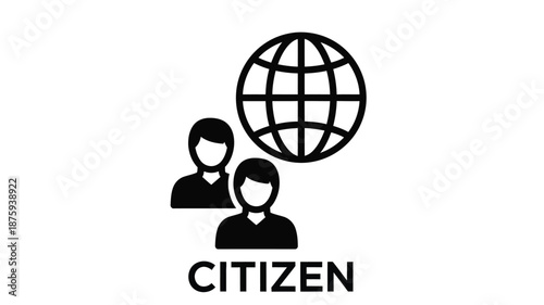 Global citizenship concept two people represented with a world globe in the background