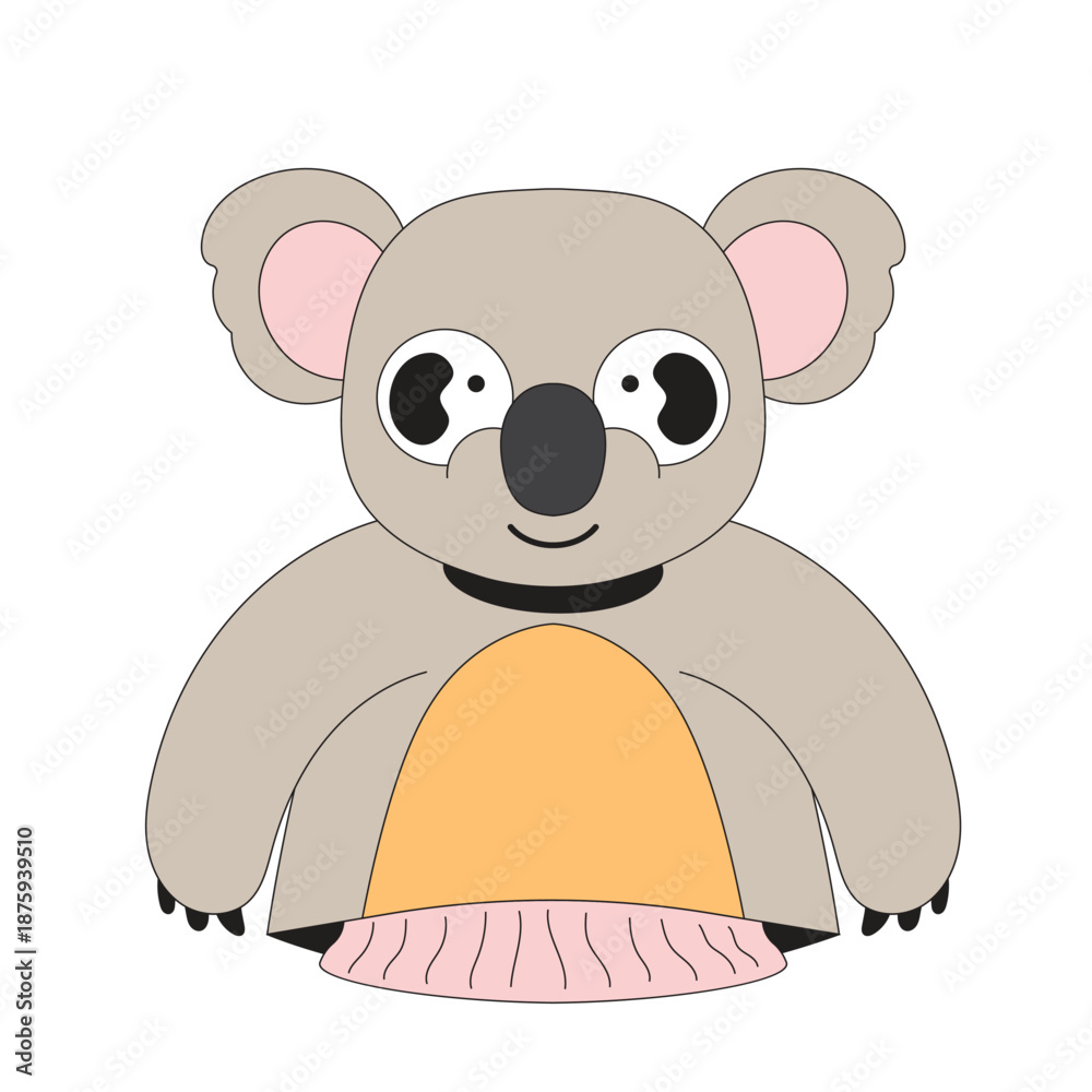 Naklejka premium Cute animal koala hand puppet cartoon character illustration