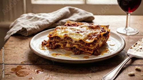 Oven Baked Lasagne Alla Bolognese Traditional Italian Style