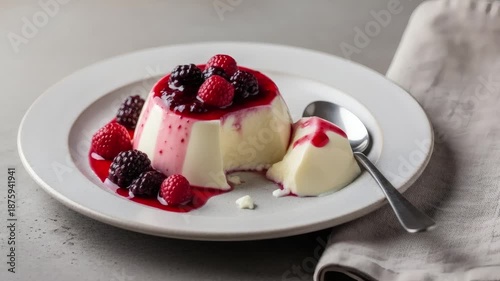 Classic Italian Panna Cotta From Piedmont With Berry Coulis