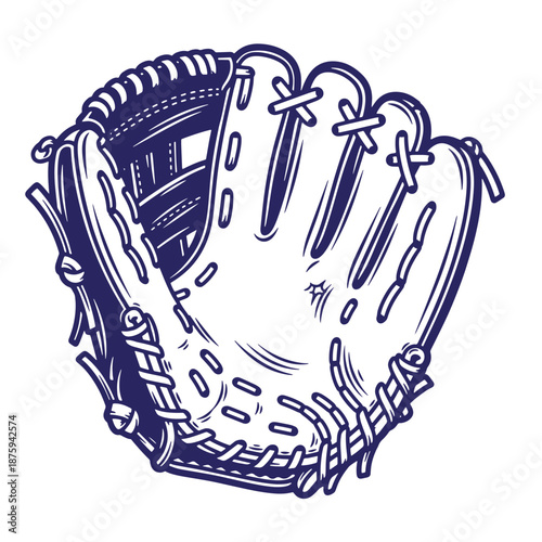Baseball glove with laces and stitching isolated on transparent background