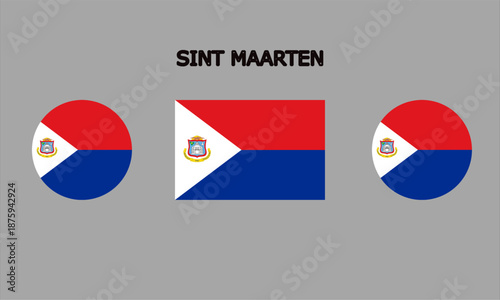 Sint Maarten flag in circle and rectangle shape, Sint Maarten flag in high quality used in Sint Maarten