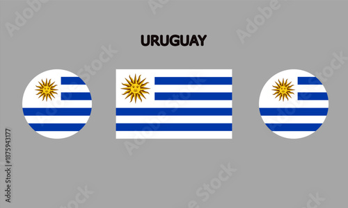 Obraz na płótnie Uruguay flag in circle and rectangle shape, Uruguay flag in high quality used in