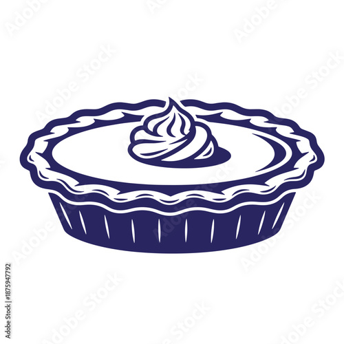 whipped cream topped blueberry pie dessert isolated on transparent background