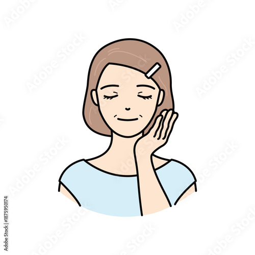 Senior woman touching her cheek with one hand for beauty care