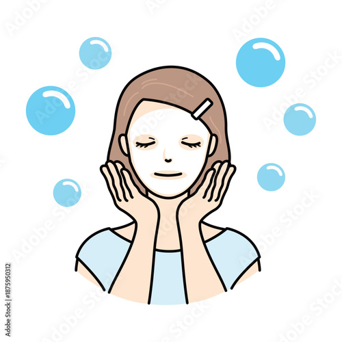 Senior woman with face mask pack and blue bubbles