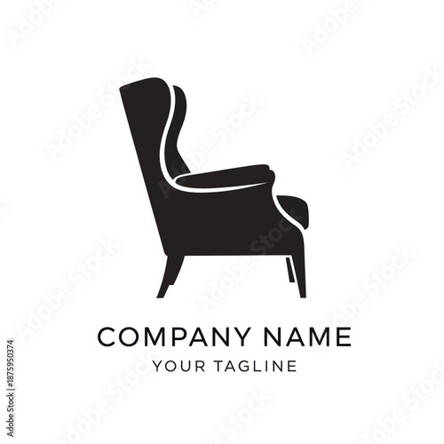 Elegant Wingback Chair Silhouette - A Timeless Furniture Icon for Interior Design.