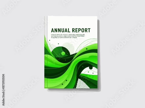 Annual Report Document with Green Abstract Design.