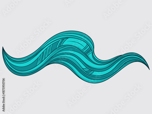 Stylized Teal Wave Pattern Design Element.