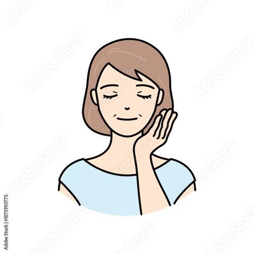 Senior woman touching her soft cheek with a gentle smile