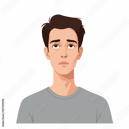 Flat Style Depressed Young Man Avatar Profile Portrait Illustration