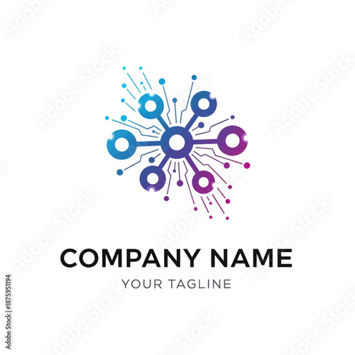 Digital network logo design representing technology and innovation for business.