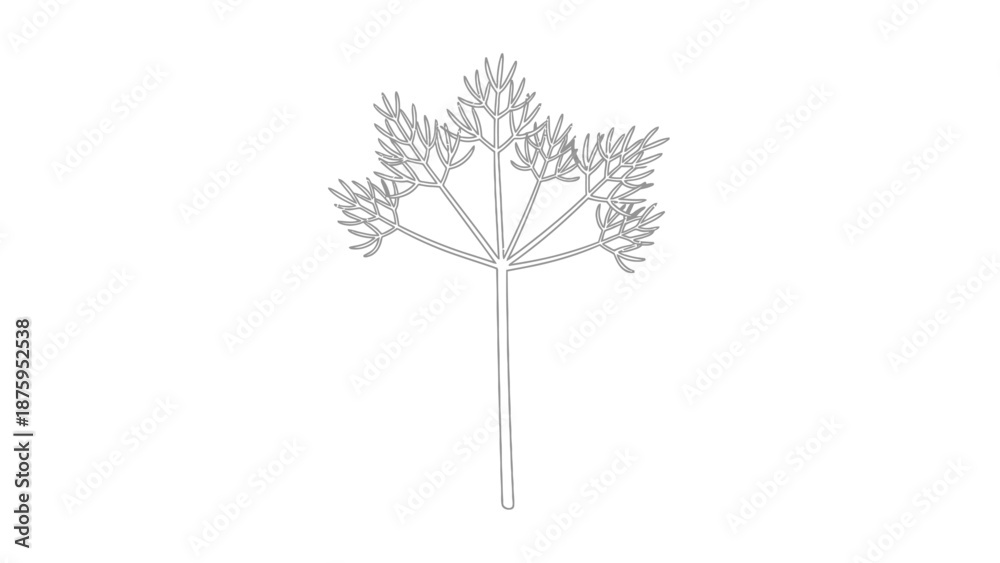 Fototapeta premium Delicate silhouette of a wildflower plant isolated on white background.