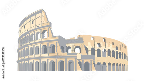 Detailed illustration of the ancient Roman Colosseum architectural landmark.