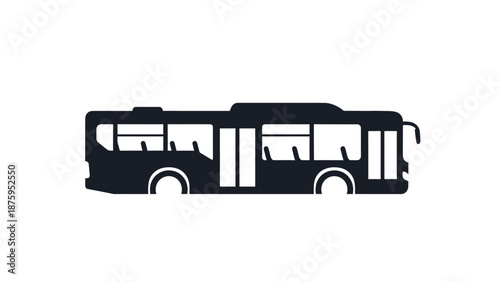 Silhouette of a modern city bus with large windows and doors.