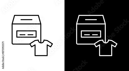 Clothing Donation Outline White Icon Set Design