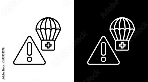 Disaster Relief Outline White Icon Set Design
