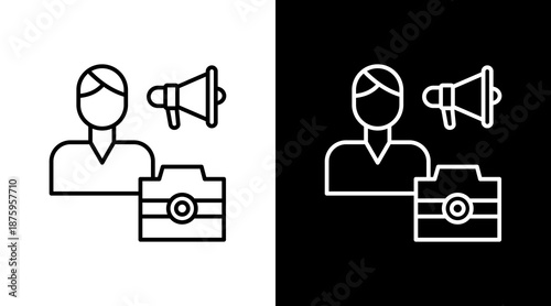 Influencer Photography Outline White Icon Set Design