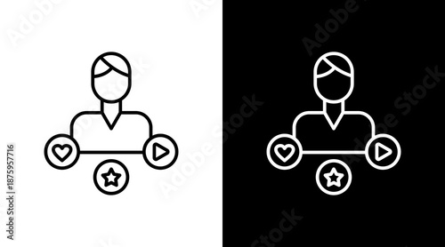 Influencer Engagement Outline White Icon Set Design
