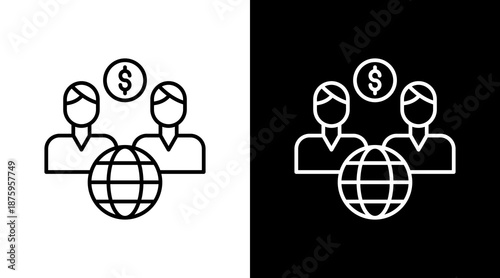 Influencer Networking Outline White Icon Set Design