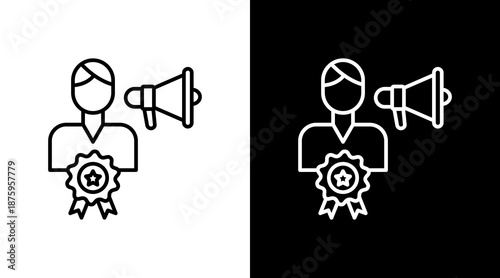 Influencer Branding Outline White Icon Set Design