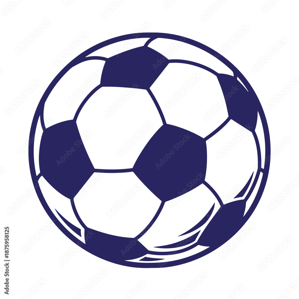 Fototapeta premium blue and white soccer ball graphic illustration isolated on transparent background
