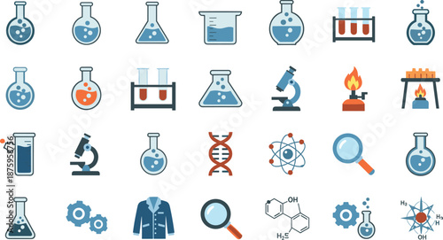A laboratory scene featuring various glassware and scientific equipment used for experiments and research purposes