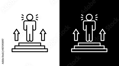 Self Confidence Outline White Icon Set Design