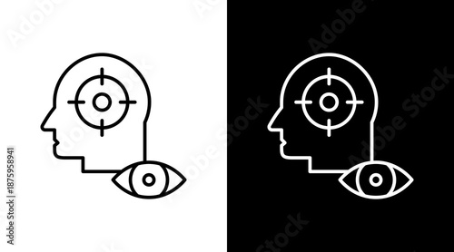 Focus And Concentration Outline White Icon Set Design