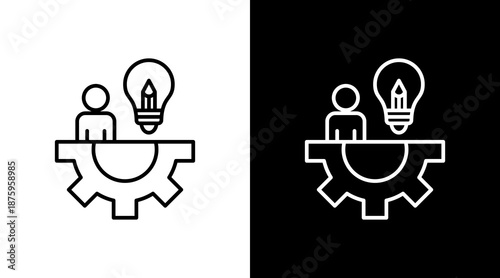 Creative Thinking Outline White Icon Set Design