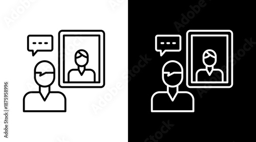 Self Reflection Outline White Icon Set Design