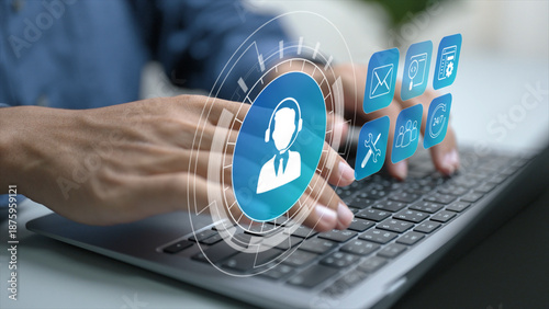 Obraz na plátne Technical support with customer assistance, IT service and problem solving