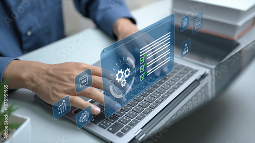 Fotografie Automation concept with smart technology, process optimization and workflow efficiency