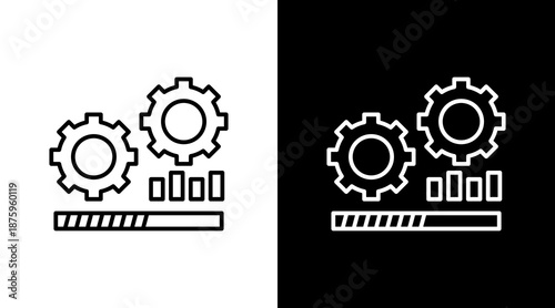 Engineering Process Outline White Icon Set Design