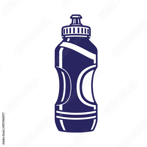 blue reusable sports water bottle with flip top cap isolated on transparent background