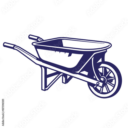 blue wheelbarrow icon illustration isolated on transparent background for gardening and construction