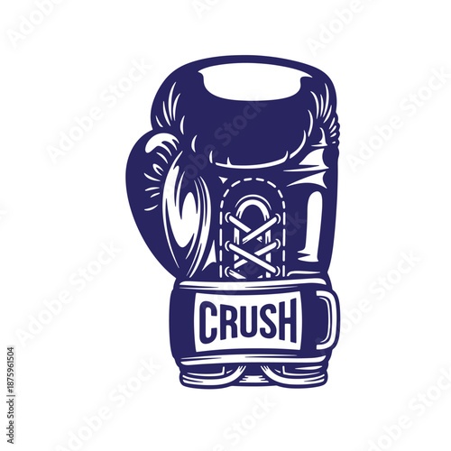 boxing glove with lace and motivational word crush on wrist strap  a symbol of strength and determination in the sport of boxing