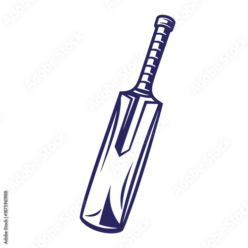 Cricket bat with handle illustration isolated on transparent background for sports concept