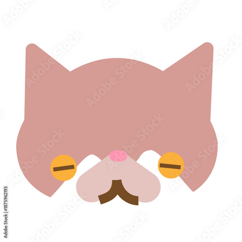 眠そうな表情のかわいい猫の顔キャラクターイラスト