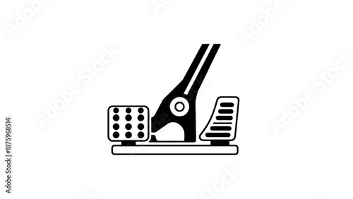 Mechanic inspecting car parts with a lever on a workbench in a garage