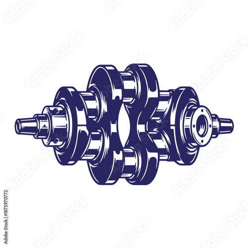 crankshaft engine component isolated on transparent background